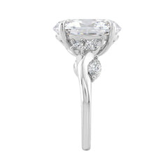 14K White Gold 5 1/2Ct Lab-Grown Diamond Engagement Ring For Women 5Ct Oval Center Stone With Marquise/Round Side Stones, Luxury Bridal Ring (Color F-G -Clarity Vs1/Vs2)