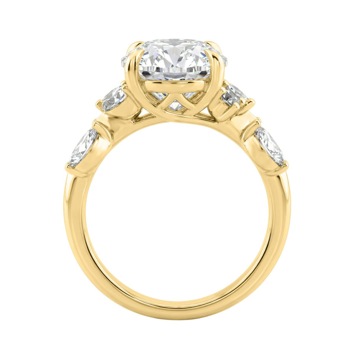14K Yellow Gold 5 1/2Ct Lab-Grown Diamond Engagement Ring For Women 5Ct Oval Center Stone With Marquise/Round Side Stones, Luxury Bridal Ring (Color F-G -Clarity Vs1/Vs2)