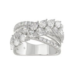 Luxury 14K White Gold 3Ct Lab Grown Diamond Pear Shape &amp; Round Cut Ladies Fashion Ring For Her (Color F-G -Clarity Vs1/Vs2)