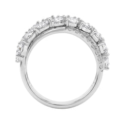 Luxury 14K White Gold 3Ct Lab Grown Diamond Pear Shape &amp; Round Cut Ladies Fashion Ring For Her (Color F-G -Clarity Vs1/Vs2)