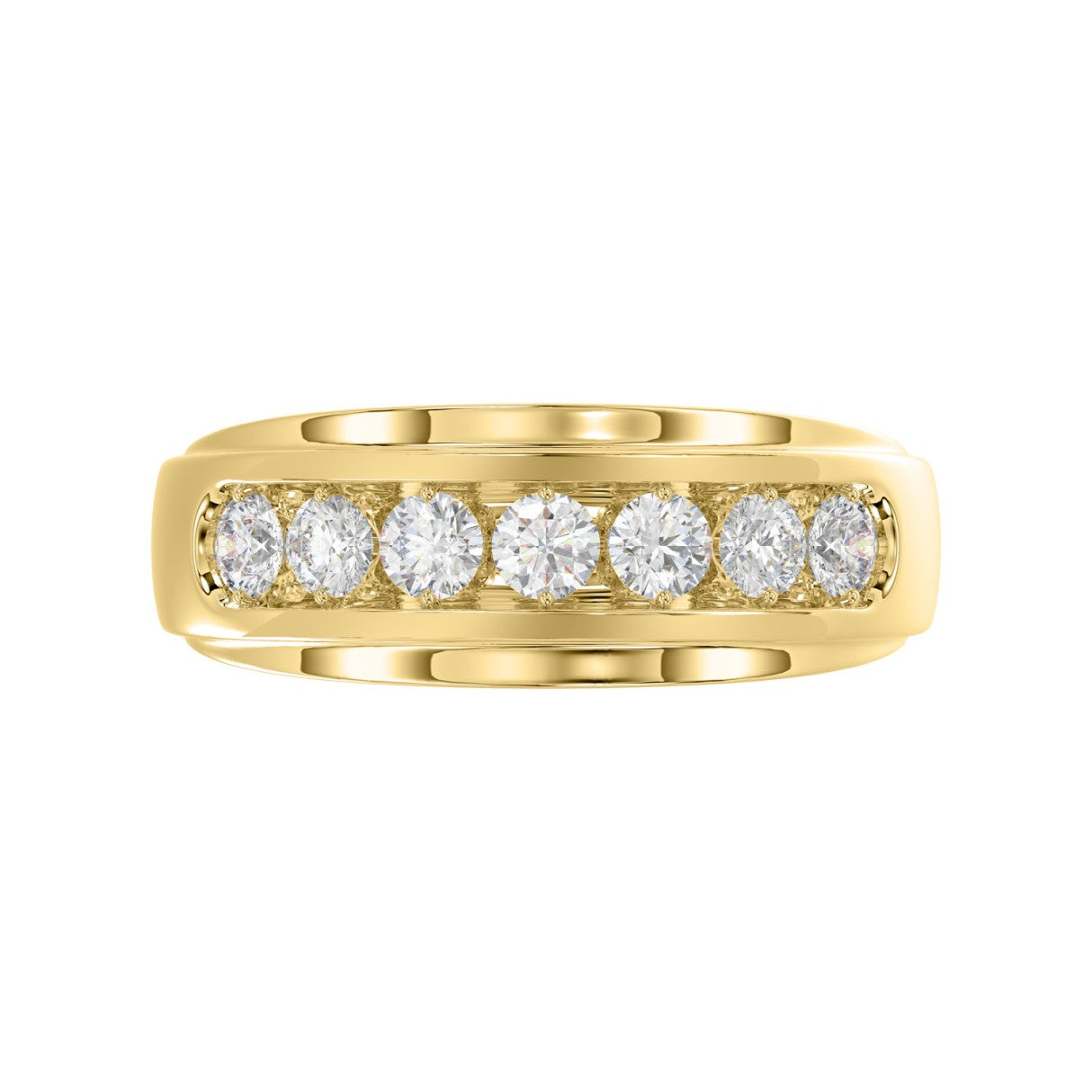 Luxury 14K Yellow Gold 1.00Ct Men'S Round Cut Lab Grown Diamond Band