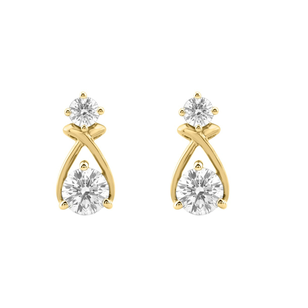 Elegant 14K Yellow Gold Lab Grown Diamond Earrings 1.00Ct Round Cut Diamond Women Fashion Jewelry (Color F-G -Clarity Vs1/Vs2)