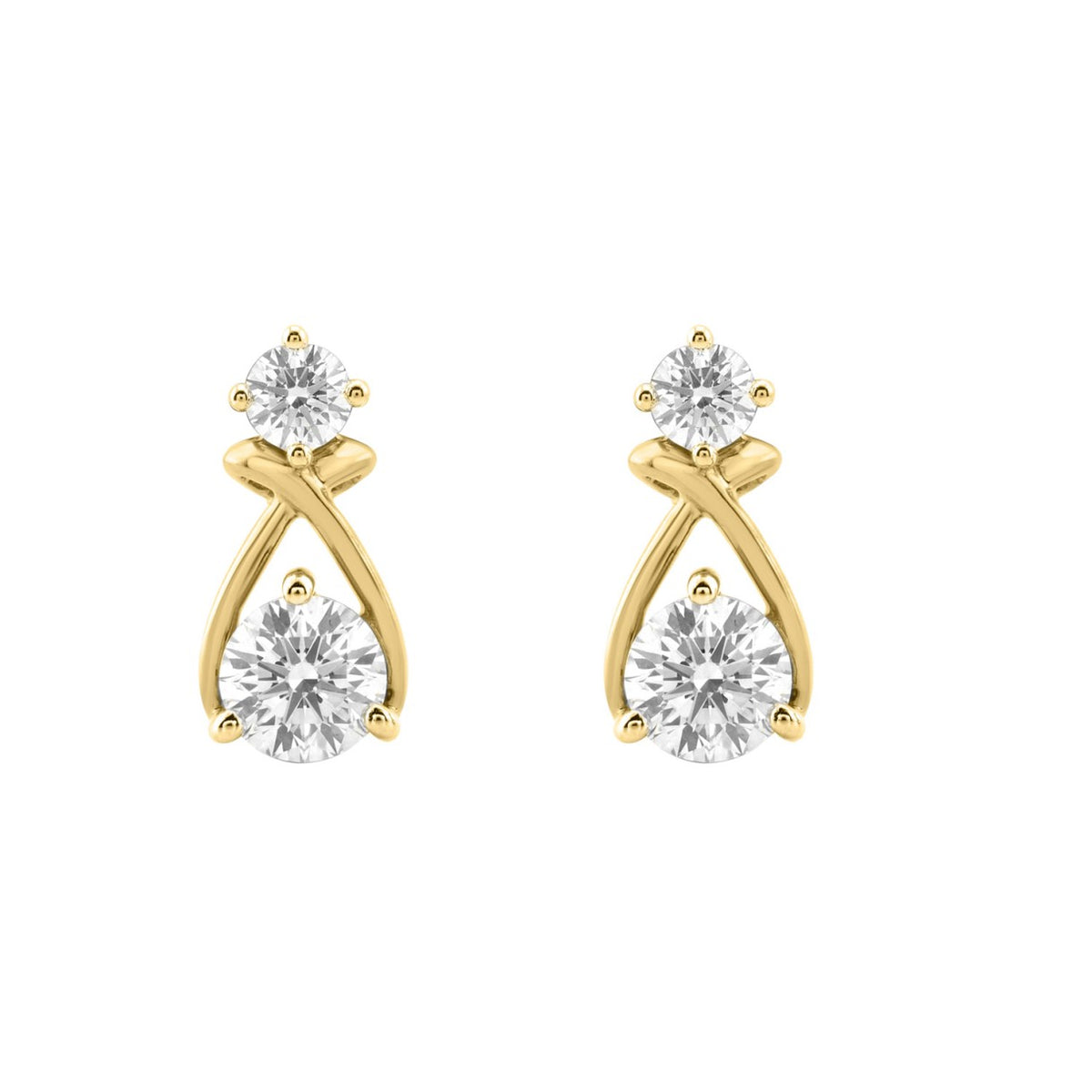 Elegant 14K Yellow Gold Lab Grown Diamond Earrings 1.00Ct Round Cut Diamond Women Fashion Jewelry (Color F-G -Clarity Vs1/Vs2)