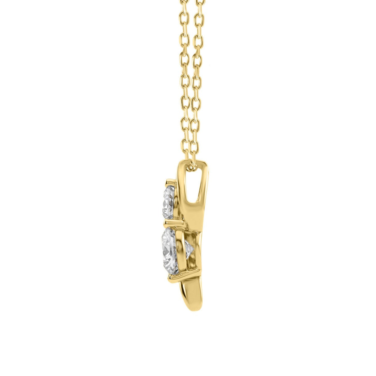 Elegant 14K Yellow Gold Ladies Pendant With 1.00Ct Round Diamonds In A Timeless Two-Stone Design. Complete With Chain And Perfect For Gifting.