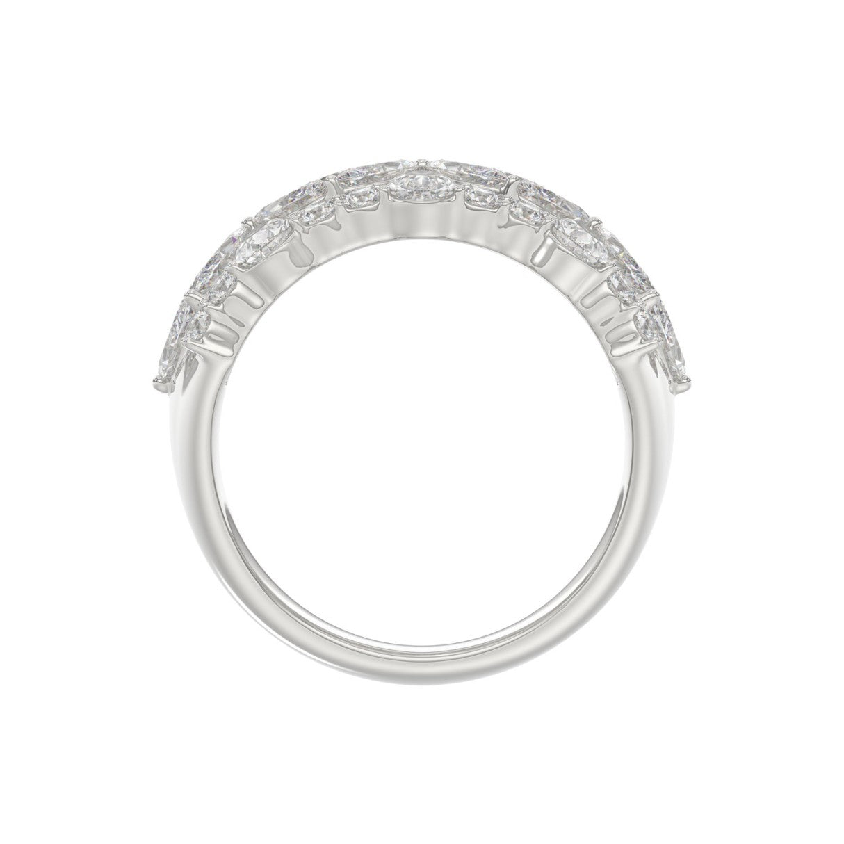 14K White Gold 3.00Ct Mixed Shape Diamond Cluster Ring Round, Marquise & Pear Floral Inspired Ladies Ring (Color F-G -Clarity Vs1/Vs2)