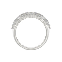 14K White Gold 3.00Ct Mixed Shape Diamond Cluster Ring Round, Marquise & Pear Floral Inspired Ladies Ring (Color F-G -Clarity Vs1/Vs2)