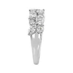 Elegant 14K White Gold 1 1/3Ct Lab Grown Diamond Fashion Ring Alternating Round &amp; Marquise Stones, Ladies Fashion Jewelry (Color F-G -Clarity Vs1/Vs2)
