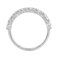 Elegant 14K White Gold 1 3/4Ct Lab Grown Diamond Fashion Ring Alternating Round & Pear Stones, Women Fashion Jewelry (Color F-G -Clarity Vs1/Vs2)