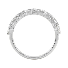 Elegant 14K White Gold 1 3/4Ct Lab Grown Diamond Fashion Ring Alternating Round & Pear Stones, Women Fashion Jewelry (Color F-G -Clarity Vs1/Vs2)