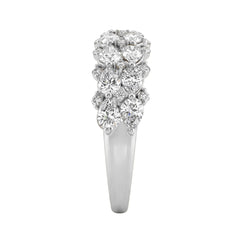 Elegant 14K White Gold 1 3/4Ct Lab Grown Diamond Fashion Ring Alternating Round & Pear Stones, Women Fashion Jewelry (Color F-G -Clarity Vs1/Vs2)