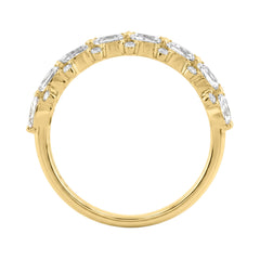Elegant 14K Yellow Gold 1 3/4Ct Lab Grown Diamond Fashion Ring Alternating Round & Pear Stones, Women Fashion Jewelry (Color F-G -Clarity Vs1/Vs2)