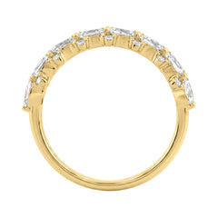 Elegant 14K Yellow Gold 1 3/4Ct Lab Grown Diamond Fashion Ring Alternating Round & Pear Stones, Women Fashion Jewelry (Color F-G -Clarity Vs1/Vs2)