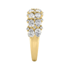 Elegant 14K Yellow Gold 1 3/4Ct Lab Grown Diamond Fashion Ring Alternating Round & Pear Stones, Women Fashion Jewelry (Color F-G -Clarity Vs1/Vs2)