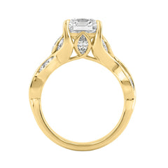 14K Yellow Gold Radiant Cut Diamond Ring 4 1/5Ct  With Marquise Side Stones Ladies Engagement Ring 3Ct Radiant Center Stone (Color F-G -Clarity Vs1/Vs2)