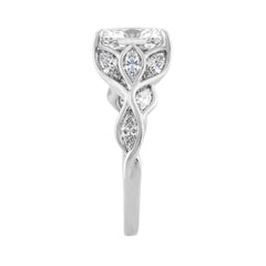 Ladies 14K White Gold 4 1/5Ct Multi-Shape Diamond Engagement Ring Oval &amp; Marquise With Side Stones 3Ct Oval Center Stone (Color F-G -Clarity Vs1/Vs2)