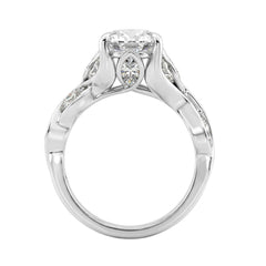 Elegant 14K White Gold 4 1/5Ct Diamond Ring Round, Pear & Marquise With Marquise Side Stones, Women Fashion Ring 3Ct Pear Center Stone (Color F-G -Cla