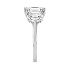 14K White Gold 5.00Ct Radiant  Lab Grown Diamond Ring 3.00Ct Center Stone Emerald Diamond Three Stone Engagement Ring For Women (Color F-G Clarity Vs1/Vs2)