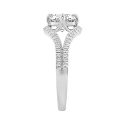 Luxury 14K White Gold 1 3/4Ct Lab Grown Diamond Ring 1 1/2Ct Oval Center And Round Diamond Ladies Engagement Ring (Color F-G -Clarity Vs1/Vs2)