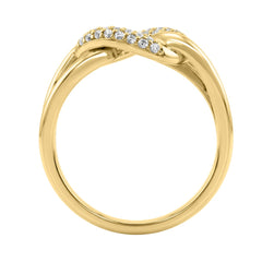 1/4Ct Round Diamond Ring In 10K Yellow Gold Women Interlocked Link Fashion Ring (Color F-G -Clarity Vs1/Vs2)