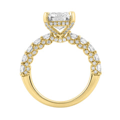 Ladies 14K Yellow Gold Diamond Ladies Engagement Ring 5 1/2Ct Round Cut With Cushion Diamond 4Ct Cushion Center Stone (Color F-G -Clarity Vs1/Vs2)