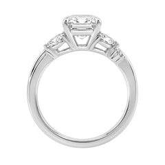 14K White Gold Ladies Lab-Grown Brown Diamond Ladies Engagement Ring 3 1/2Ct Radiant, Round &amp; Marquise With Side Marquise Accents 3Ct Radiant Center Stone (Color F-G -Clarity Vs1/Vs2)