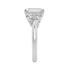 14K White Gold Ladies Lab-Grown Brown Diamond Ladies Engagement Ring 3 1/2Ct Radiant, Round &amp; Marquise With Side Marquise Accents 3Ct Radiant Center Stone (Color F-G -Clarity Vs1/Vs2)
