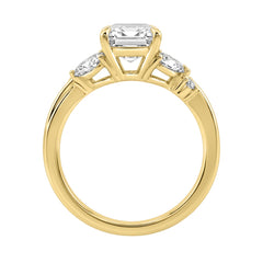 14K Yellow Gold Ladies Lab-Grown Brown Diamond Ladies Engagement Ring 3 1/2Ct Radiant, Round &amp; Marquise With Side Marquise Accents 3Ct Radiant Cen