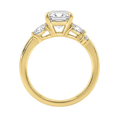 14K Yellow Gold Ladies Lab-Grown Brown Diamond Ladies Engagement Ring 3 1/2Ct Radiant, Round &amp; Marquise With Side Marquise Accents 3Ct Radiant Center Stone (Color F-G -Clarity Vs1/Vs2)