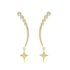 10K Yellow Gold Lab-Grown Diamond Star Drop Ladies Earrings 1/3Ct Round Dangle Earrings (Color F-G -Clarity Vs1/Vs2)