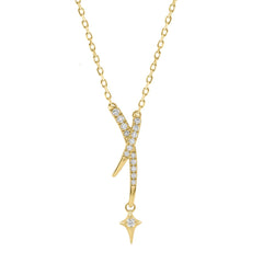 10K Yellow Gold Lab-Grown Diamond Star Charm Necklace 1/10Ct Round Dangle Necklace For Women (Color F-G -Clarity Vs1/Vs2)