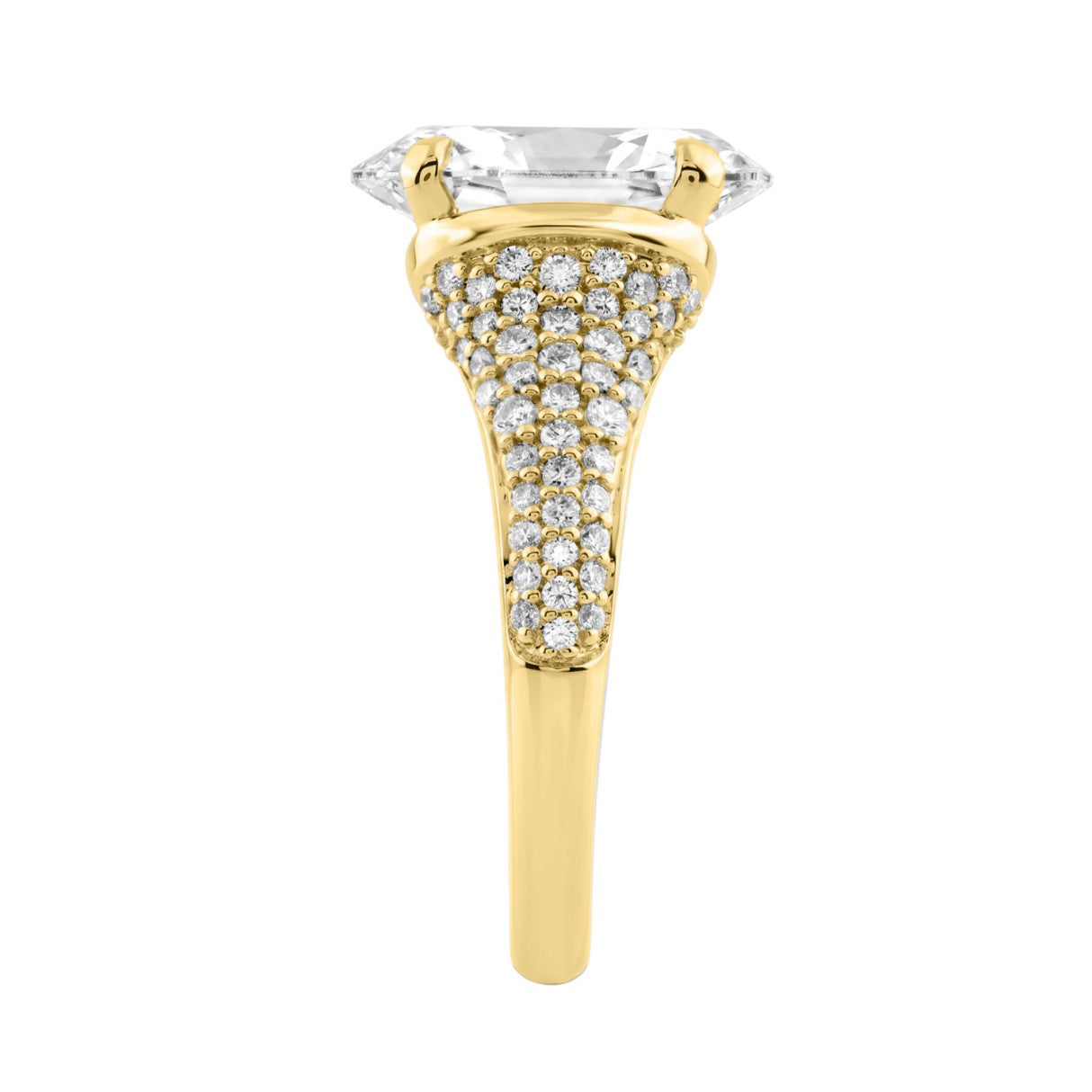 14K Yellow Gold Oval &amp; Round Diamond Engagement Ring For 4 1/2Ct Ladies Ring 4Ct Oval Center Stone (Color F-G -Clarity Vs1/Vs2)
