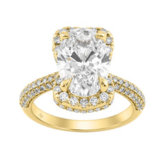 14K Yellow Gold 4 1/2Ct Ladies Oval Cut Halo Engagement Ring 4Ct Oval Center Stone &amp; Round Diamond (Color F-G -Clarity Vs1/Vs2)