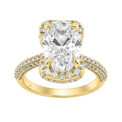 14K Yellow Gold 4 1/2Ct Ladies Oval Cut Halo Engagement Ring 4Ct Oval Center Stone &amp; Round Diamond (Color F-G -Clarity Vs1/Vs2)