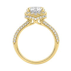 14K Yellow Gold 4 1/2Ct Ladies Oval Cut Halo Engagement Ring 4Ct Oval Center Stone &amp; Round Diamond (Color F-G -Clarity Vs1/Vs2)