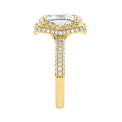 14K Yellow Gold 4 1/2Ct Ladies Oval Cut Halo Engagement Ring 4Ct Oval Center Stone &amp; Round Diamond (Color F-G -Clarity Vs1/Vs2)