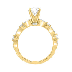 Lab Grown Diamond Engagement Ring 1 1/4Ct Yellow Gold 14K Round Brilliant Cut Ring With 1.00 Ct Center Stone For Women (Color F-G -Clarity Vs1/Vs2)