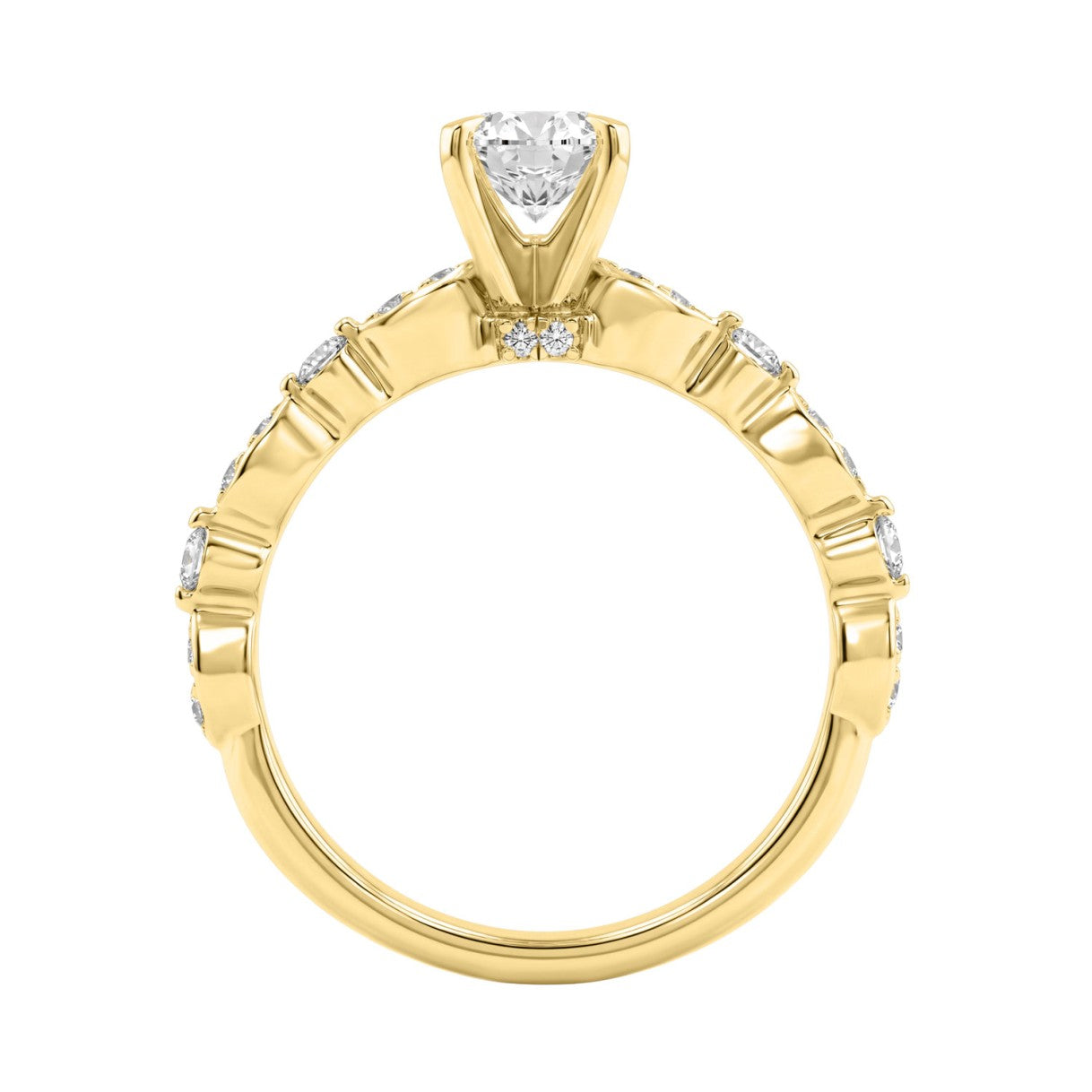 14K Yellow Gold 1 1/4Ct Oval &amp; Round Diamond Ladies Engagement Ring 1.00 Ct Oval Center Stone Classic Ladies Ring  (Color F-G -Clarity Vs1/Vs2)