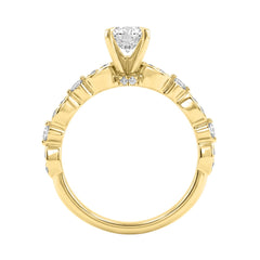 14K Yellow Gold 1 1/4Ct Oval &amp; Round Diamond Ladies Engagement Ring 1.00 Ct Oval Center Stone Classic Ladies Ring  (Color F-G -Clarity Vs1/Vs2)