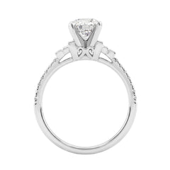 Round Diamond Engagement Ring 1 1/4Ct 14K White Gold Ring With Round &amp; Baguette Accent Diamonds For Women 1Ct Round Center Stone (Color F-G -Clarity Vs1/Vs2)