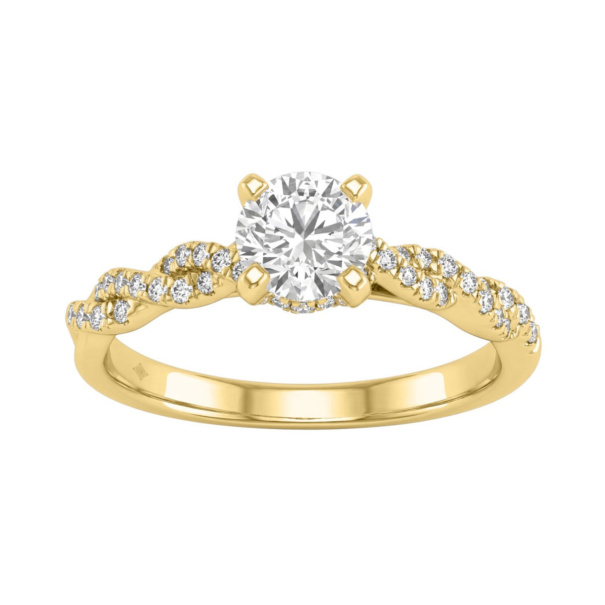 1 1/2Ct Round Lab-Grown Diamond Engagement Ring In 14K Yellow Gold Ladies Bridal Ring 3/4Ct Round Center Stone (Color F-G -Clarity Vs1/Vs2)