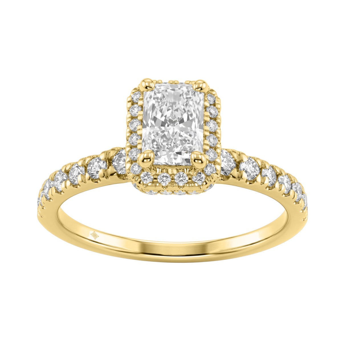 1 1/4Ct Radiant & Round Lab-Grown Diamond Ring In 14K Yellow Gold Ladies Engagement Ring 3/4Ct Radiant Center Stone (Color F-G -Clarity Vs1/Vs2)