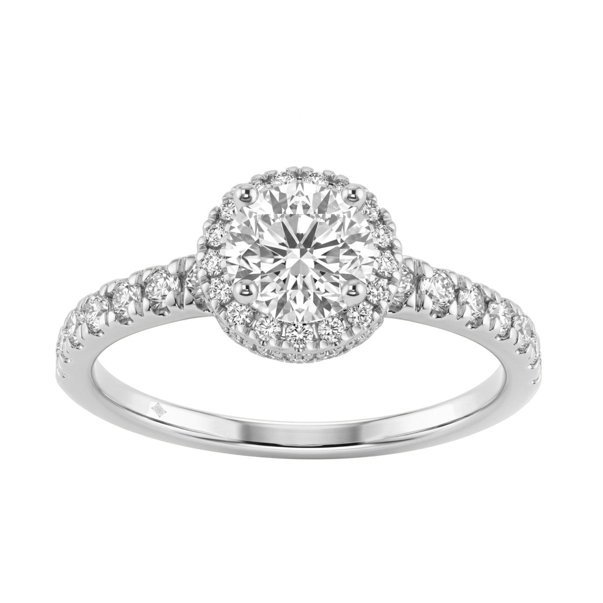 Ladies 14K White Gold Engagement Ring With 1 1/4Ct Round Lab-Grown Diamonds Fine Jewelry 3/4Ct Round Center Stone (Color F-G -Clarity Vs1/Vs2)