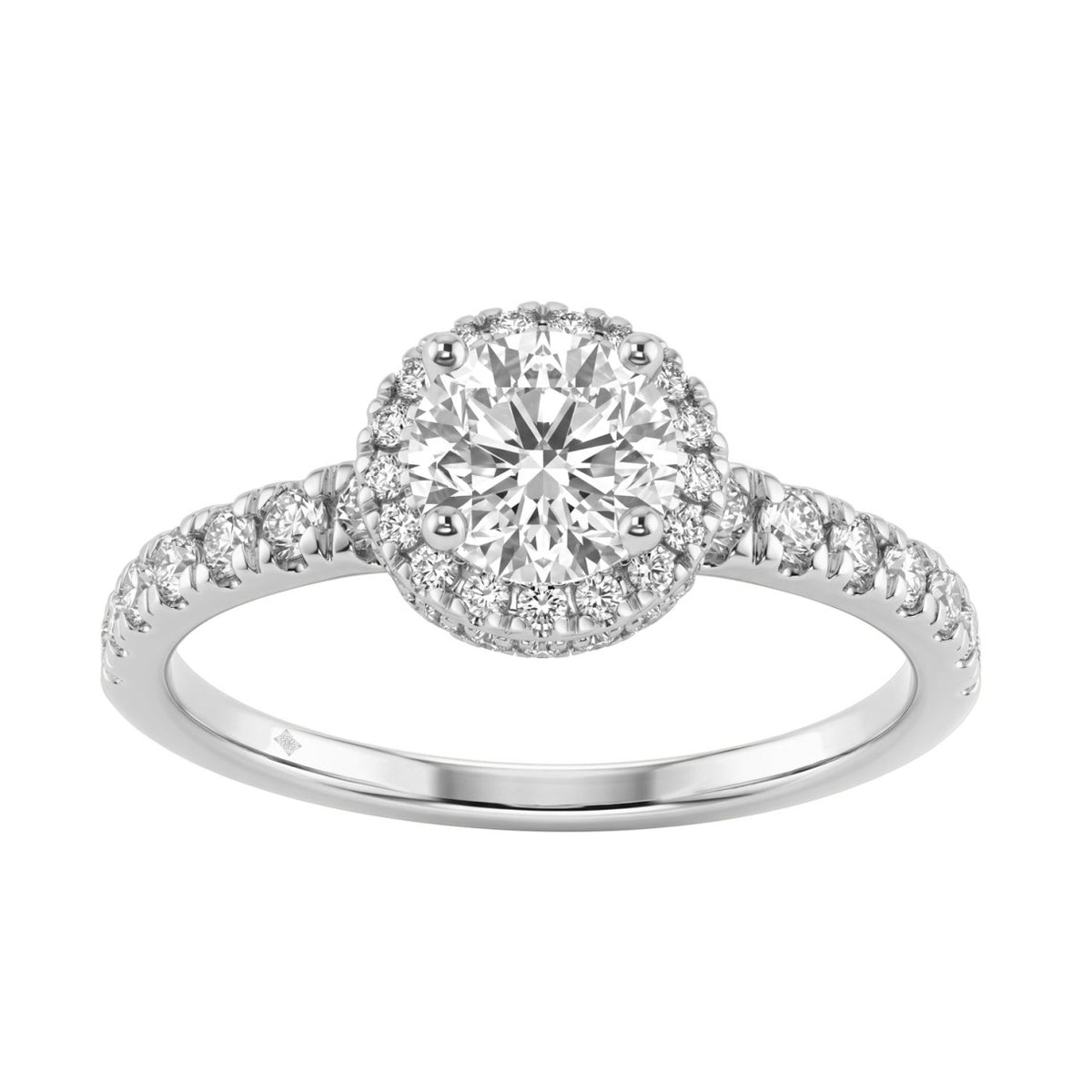 Ladies 14K White Gold Engagement Ring With 1 1/4Ct Round Lab-Grown Diamonds Fine Jewelry 3/4Ct Round Center Stone (Color F-G -Clarity Vs1/Vs2)