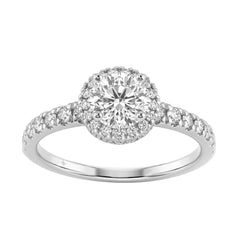 Ladies 14K White Gold Engagement Ring With 1 1/4Ct Round Lab-Grown Diamonds Fine Jewelry 3/4Ct Round Center Stone (Color F-G -Clarity Vs1/Vs2)