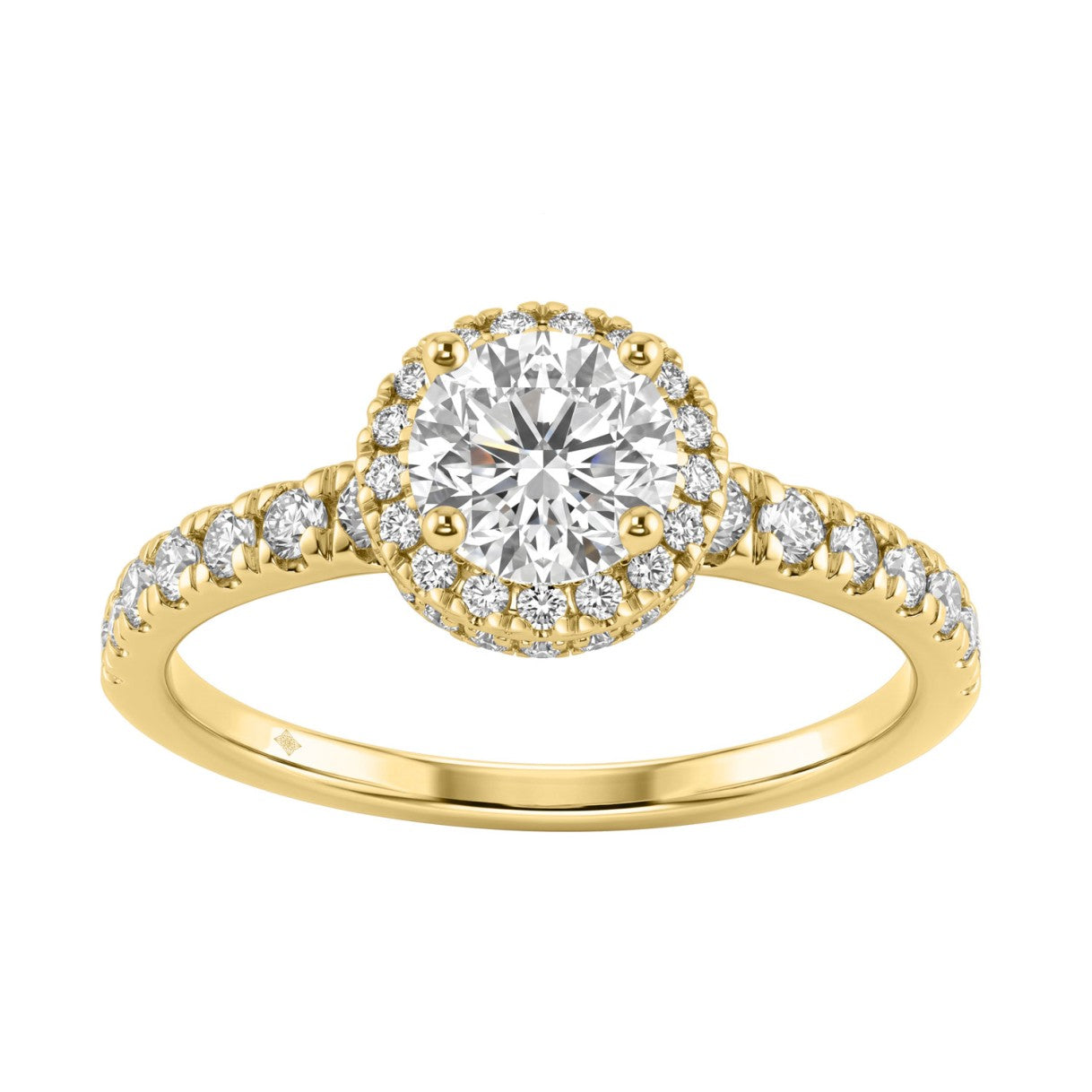 Ladies 14K Yellow Gold Engagement Ring With 1 1/4Ct Round Lab-Grown Diamonds Fine Jewelry 3/4Ct Round Center Stone (Color F-G -Clarity Vs1/Vs2)