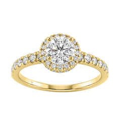 Ladies 14K Yellow Gold Engagement Ring With 1 1/4Ct Round Lab-Grown Diamonds Fine Jewelry 3/4Ct Round Center Stone (Color F-G -Clarity Vs1/Vs2)