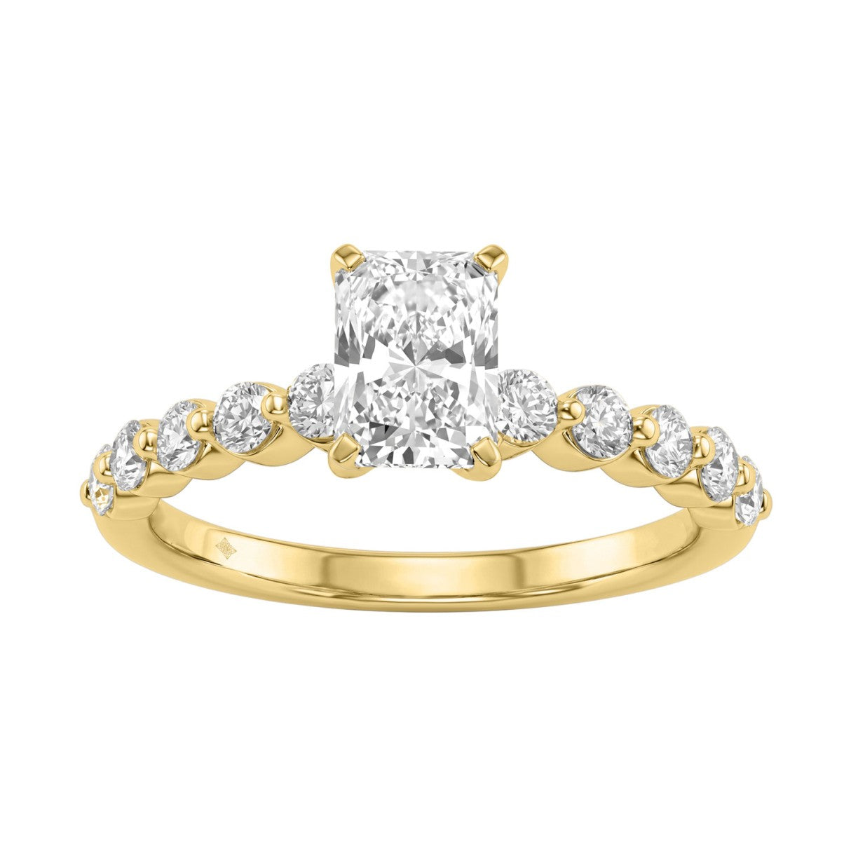 14K Yellow Gold 1 1/2Ct Round & Radiant Lab-Grown Diamond Engagement Ring For Women 1Ct Radiant Center Stone (Color F-G -Clarity Vs1/Vs2)
