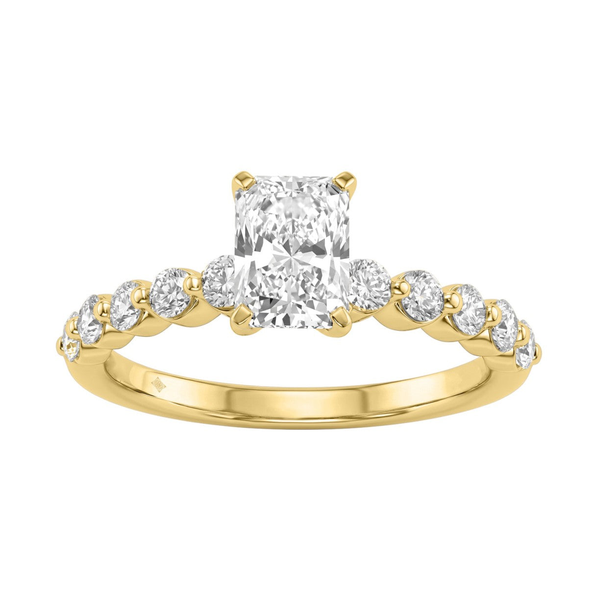 14K Yellow Gold 1 1/2Ct Round & Radiant Lab-Grown Diamond Engagement Ring For Women 1Ct Radiant Center Stone (Color F-G -Clarity Vs1/Vs2)