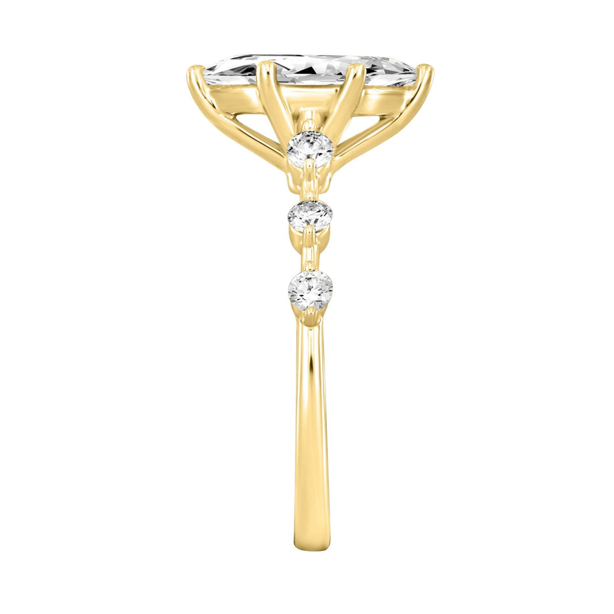 Women 14K Yellow Gold 2 1/4Ct Lab Grown Diamond Ring Marquise Cut With Round Side Stone Engagement Ring 2.00Ct Marquise Center Stone (Color F-G -Clarity Vs1/Vs2)