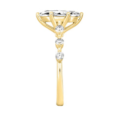 Women 14K Yellow Gold 2 1/4Ct Lab Grown Diamond Ring Marquise Cut With Round Side Stone Engagement Ring 2.00Ct Marquise Center Stone (Color F-G -Clarity Vs1/Vs2)